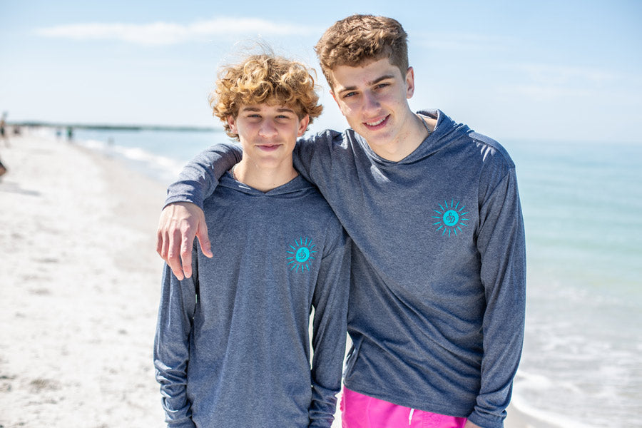 UPF 50+ Sun Shirt - Heather Navy with Hood