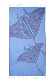 Manta Ray Bleue - Turkish Towel