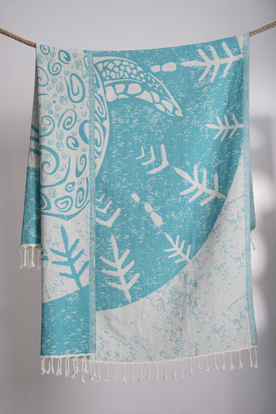 Sea Turtle Turquoise - Turkish Towel