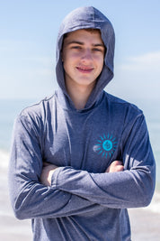 UPF 50+ Sun Shirt - Heather Navy with Hood