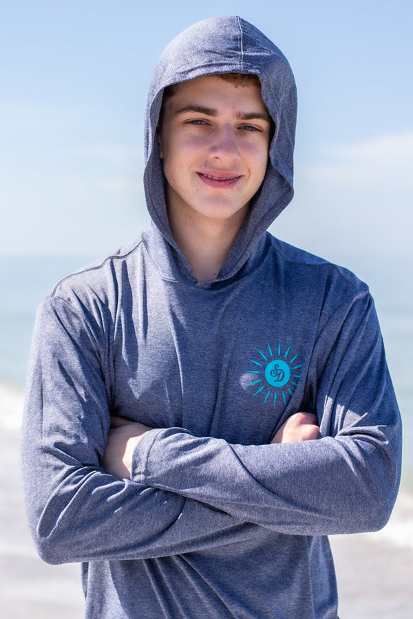 UPF 50+ Sun Shirt - Heather Navy with Hood