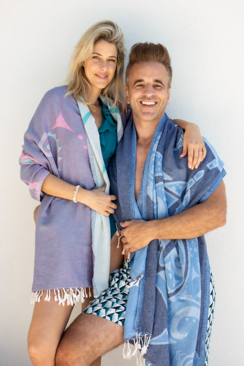 Manta Ray Bleue - Turkish Towel