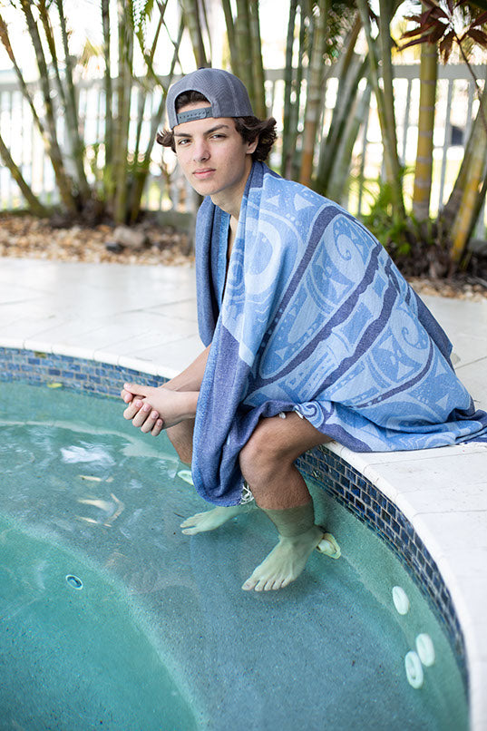 Manta Ray Bleue - Turkish Towel