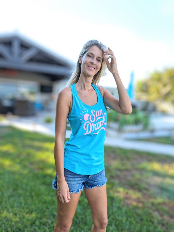 Ladies Racerback Tank Top - Tahiti Blue - Sun Drunk