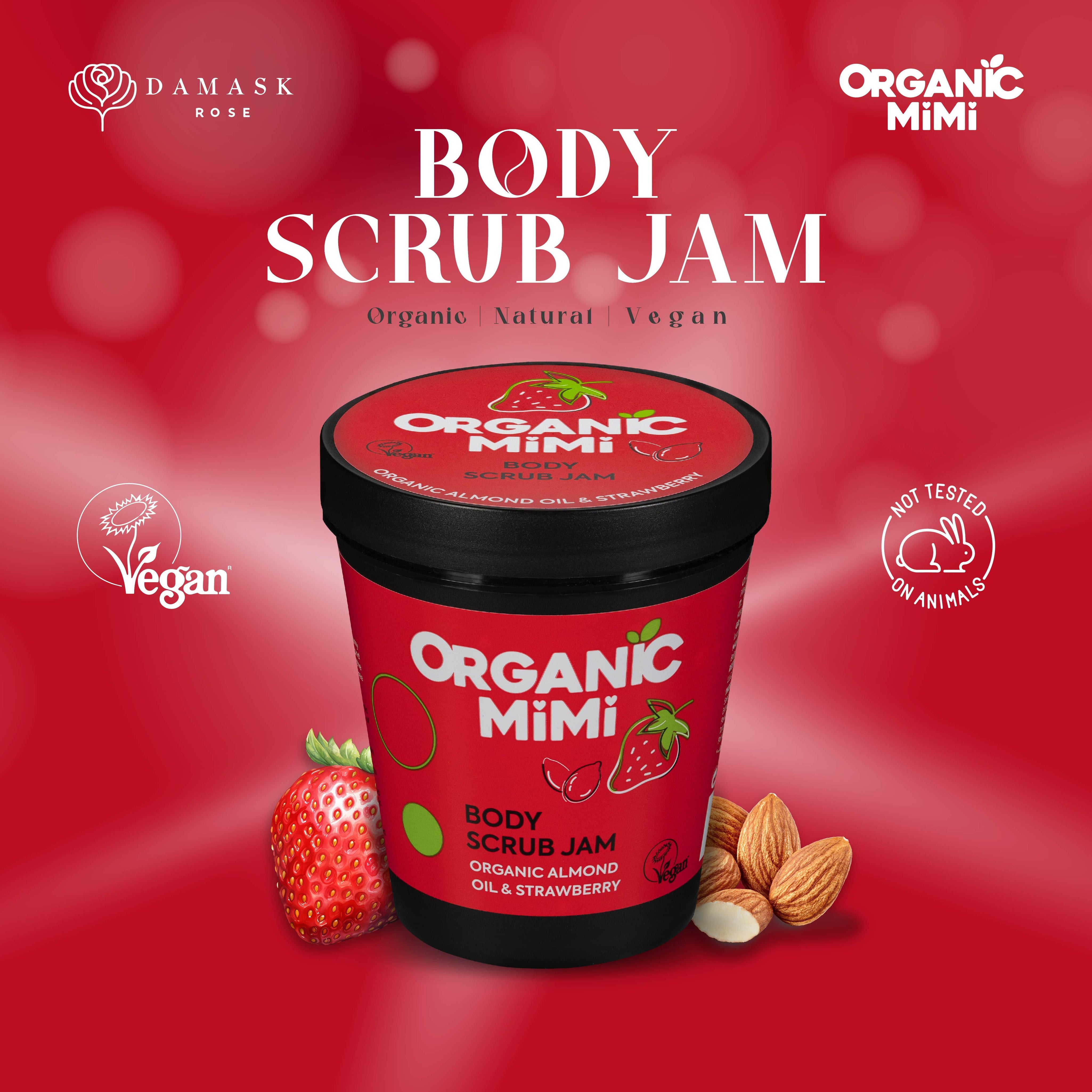 Organic Mimi, Body Scrub Jam Almond & Strawberry, 250 g