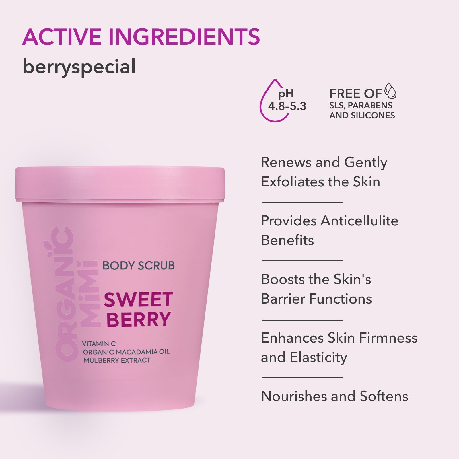 ORGANIC MIMI, BODY SCRUB SWEET BERRY, 250 g