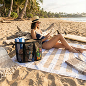 Mesh Beach Tote with Pull-out blanket