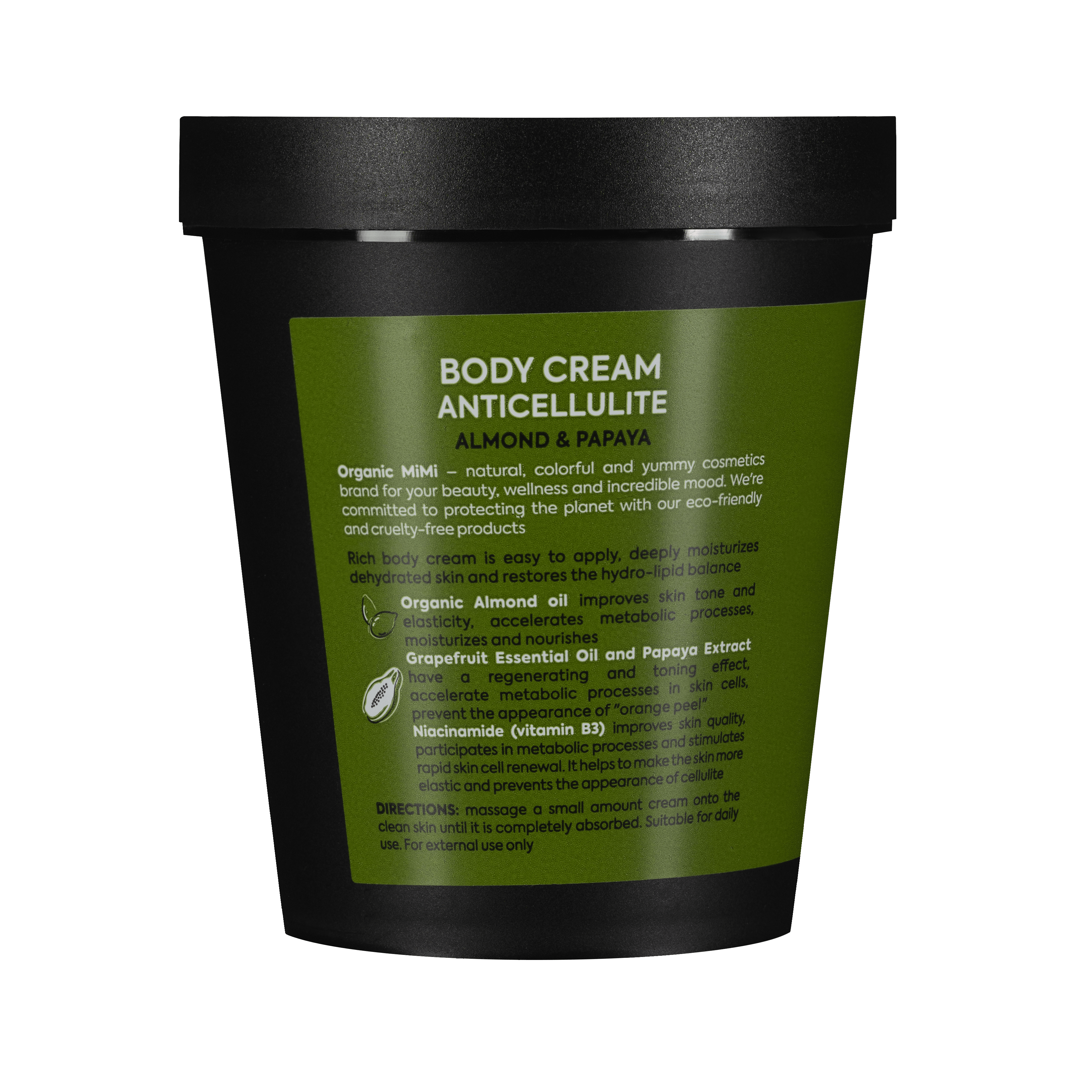 Organic Mimi, Body Cream Antiсellulite Almond & Papaya, 200 ml