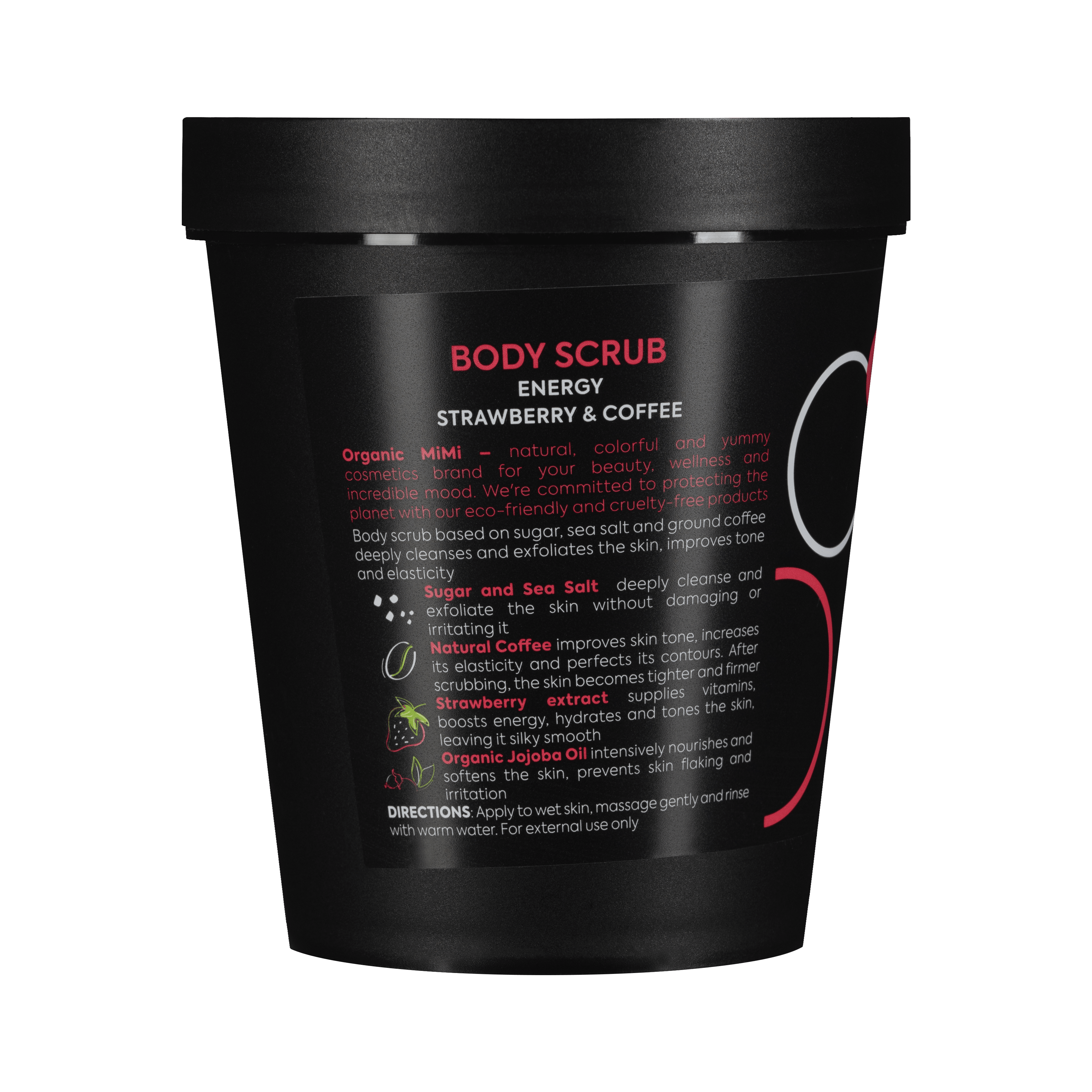 Organic Mimi, Body Scrub Energy Strawberry & Coffee, 250 g