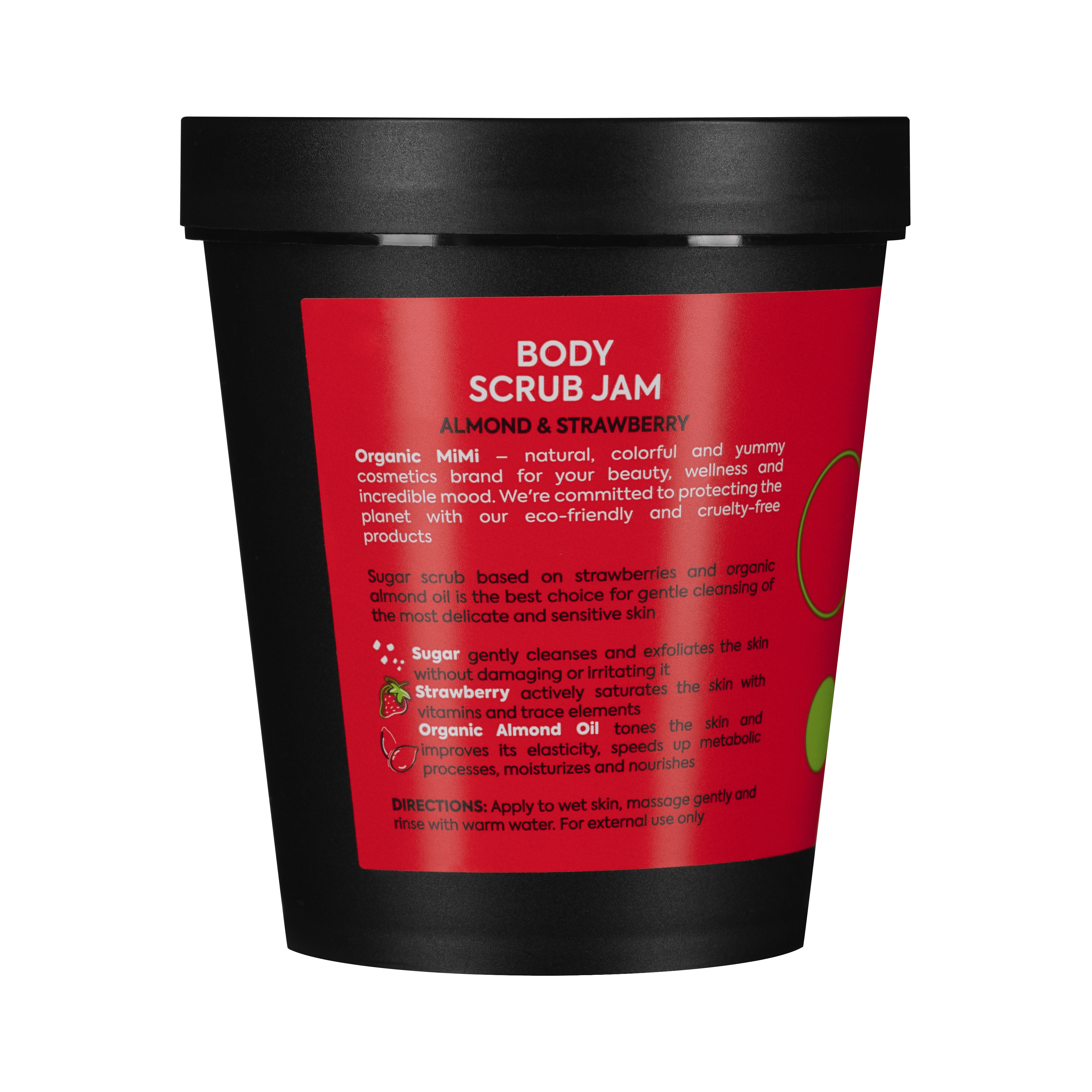 Organic Mimi, Body Scrub Jam Almond & Strawberry, 250 g