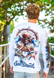 UPF 50+ Sun Shirt- White Skull