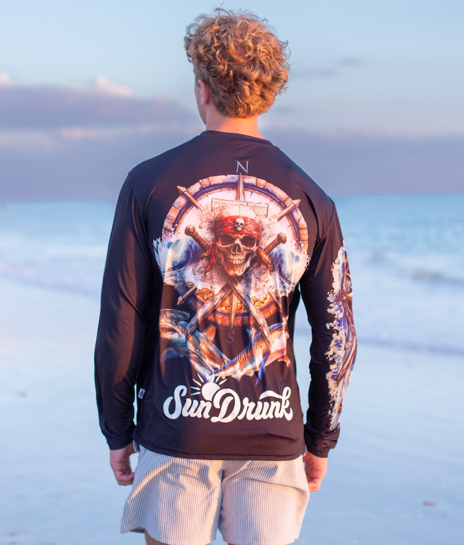 UPF 50+ Sun Shirt- Black Skull