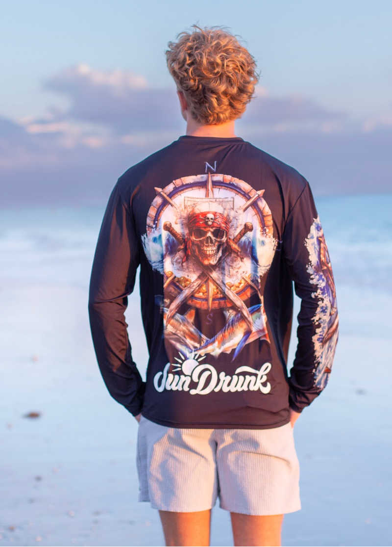 UPF 50+ Sun Shirt- Black Skull