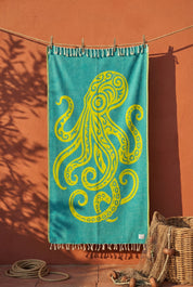 Octopus Teal - Turkish Towel