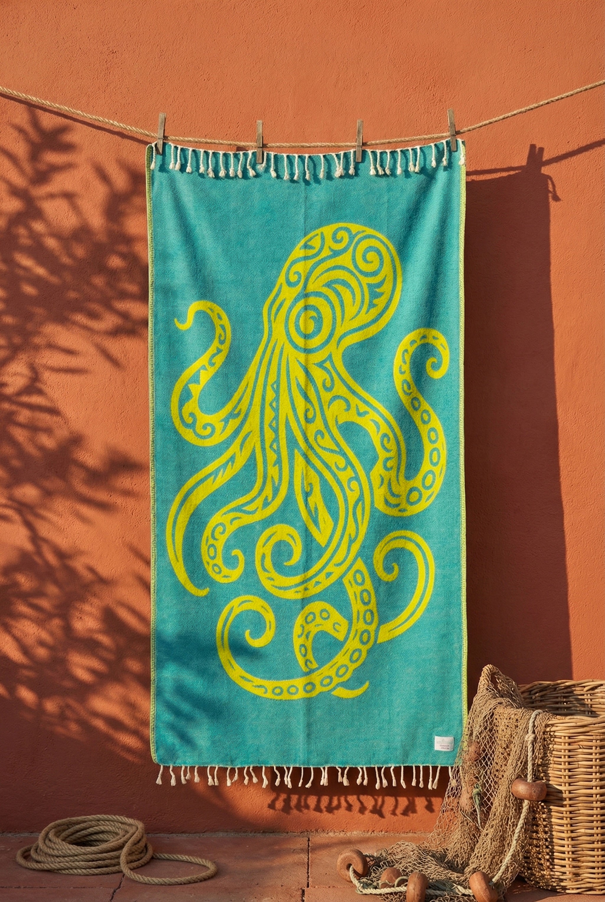 Octopus Teal - Turkish Towel