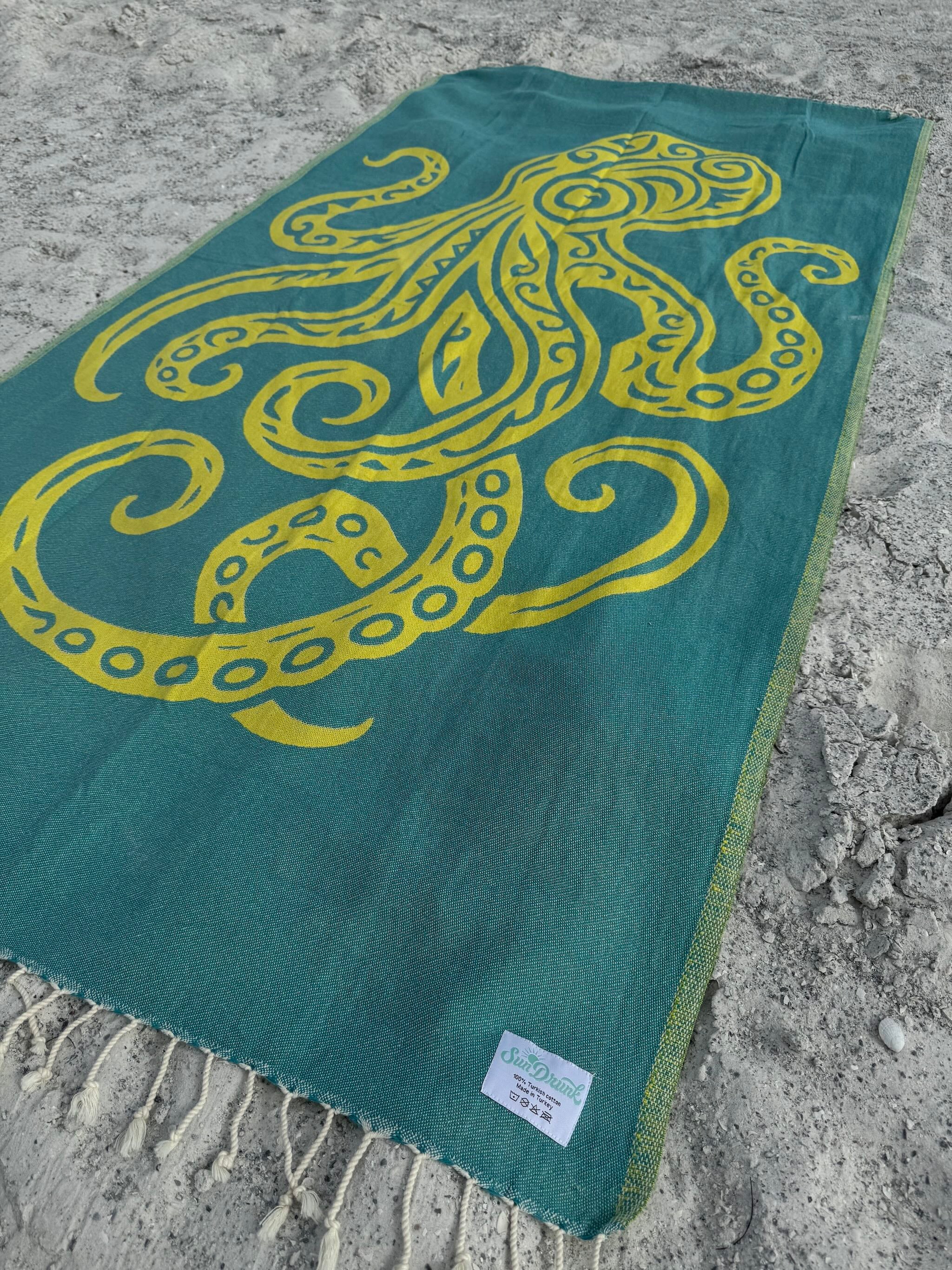 Octopus Teal - Turkish Towel