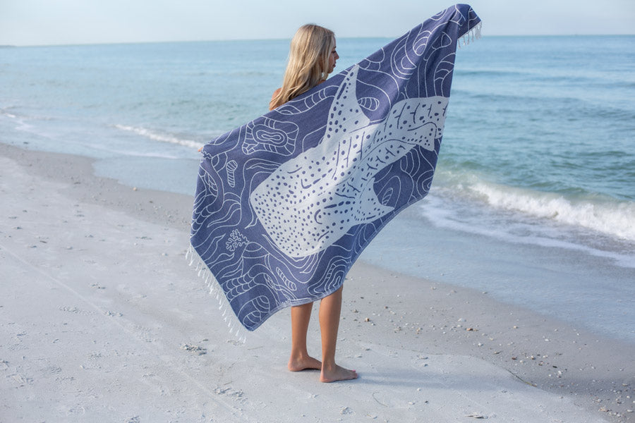 Whale Shark Bleu - Turkish Towel