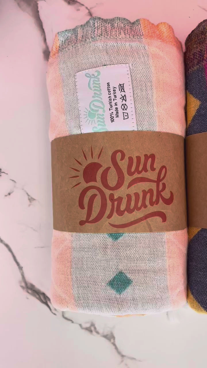 Aztec Rose + Aztec Orange + Aztec Bleu - Turkish Towel Trio