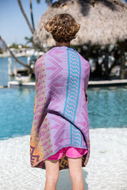 Aztec Pattern Bleu Fonce - Turkish Towel