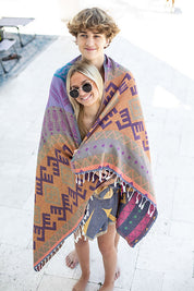 Aztec Pattern Bleu Fonce - Turkish Towel