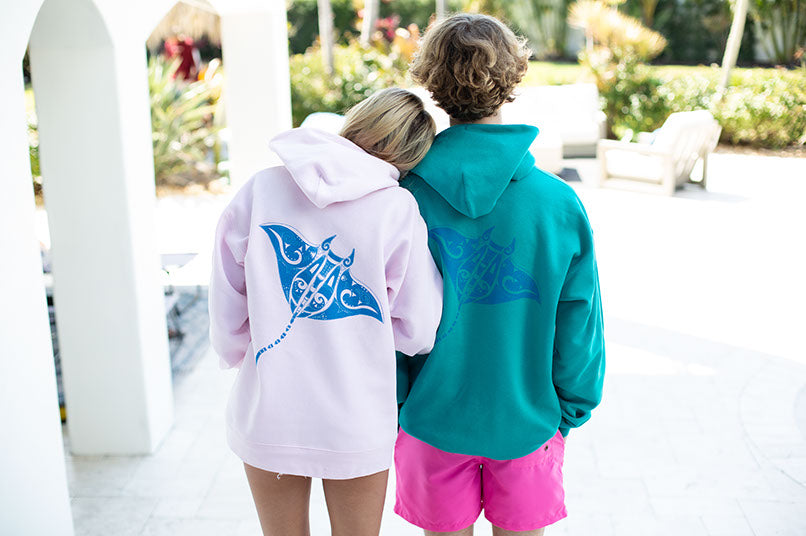 Beach Hoodie - Rose with Manta design