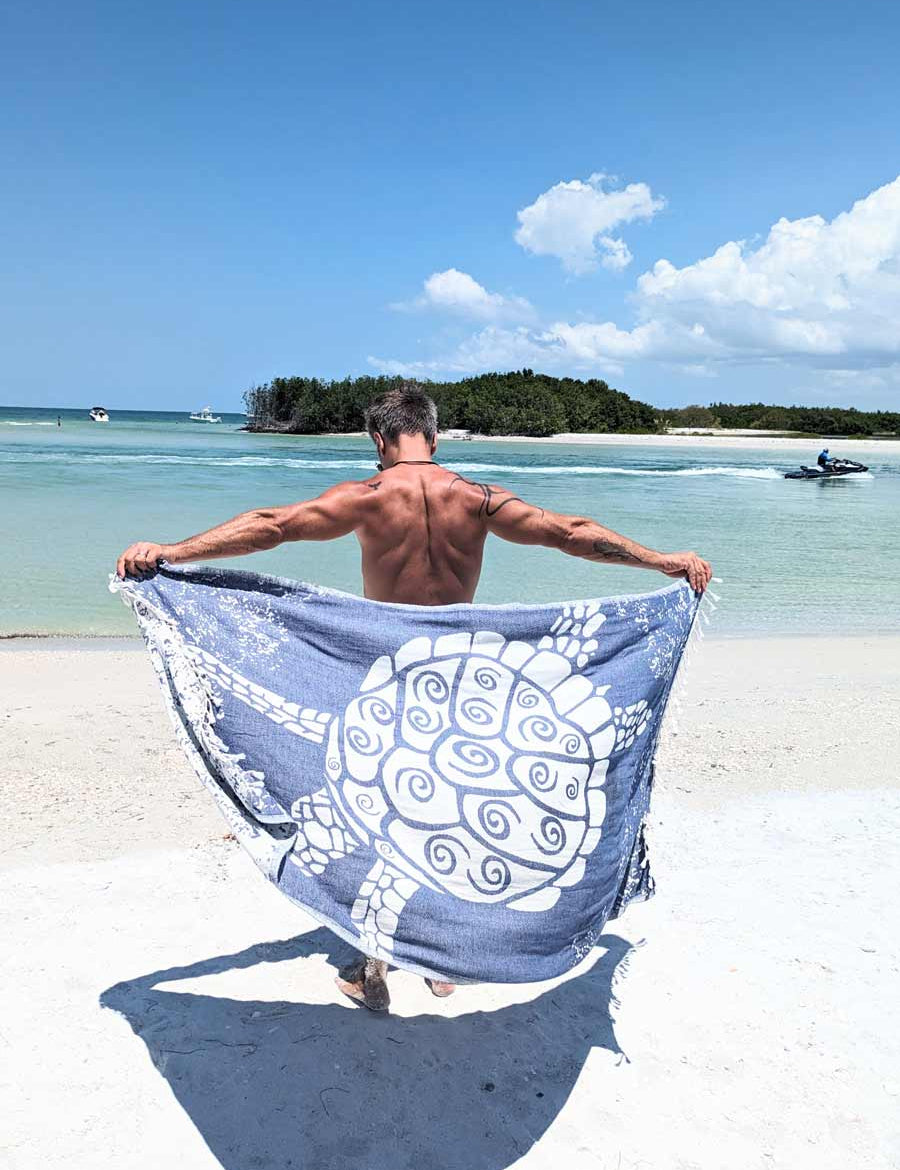 Galapagos Turtle Turkish Towel - Bleue - Sun Drunk