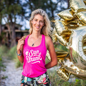 Ladies Racerback Tank Top - Hot Pink - Sun Drunk