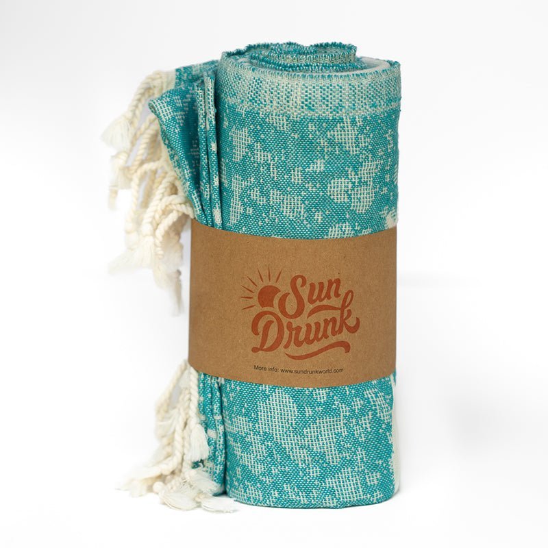 Tourbillon Turkish Towel - Turquoise - Sun Drunk